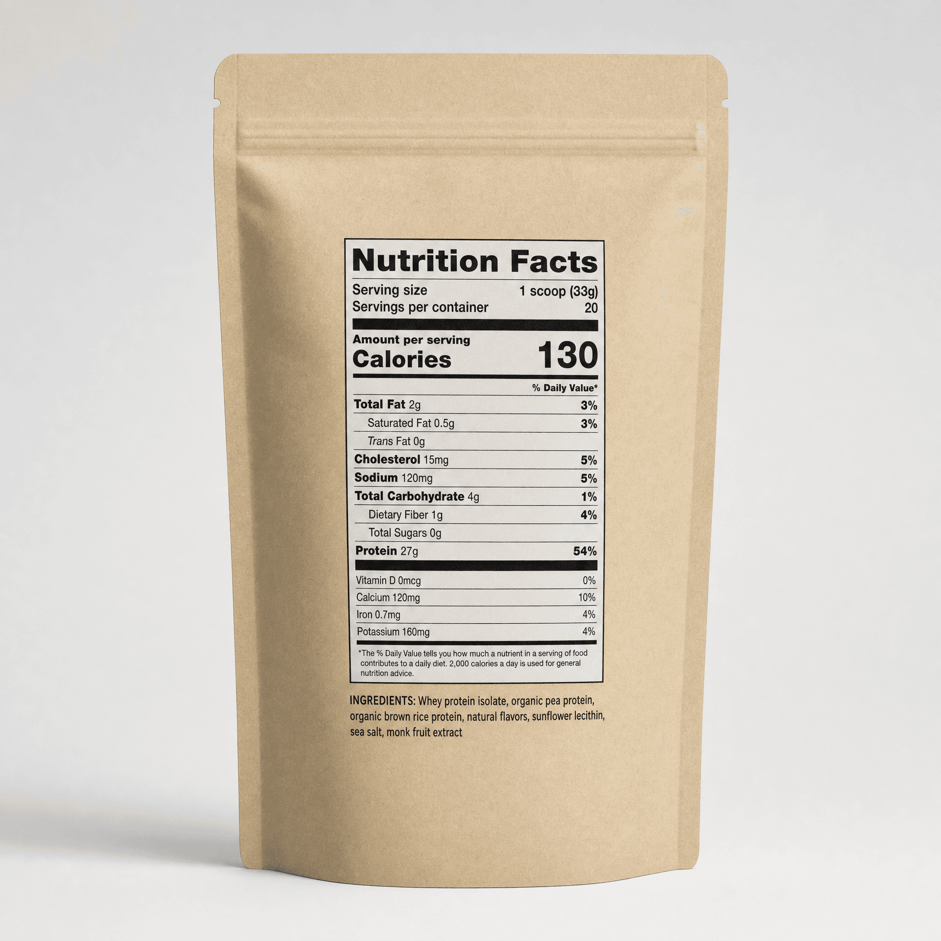 NO POWDER nutrition facts