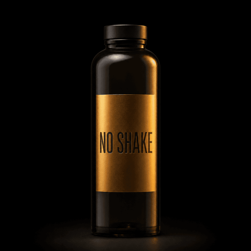 NO SHAKE dark glass protein bottle — 0°