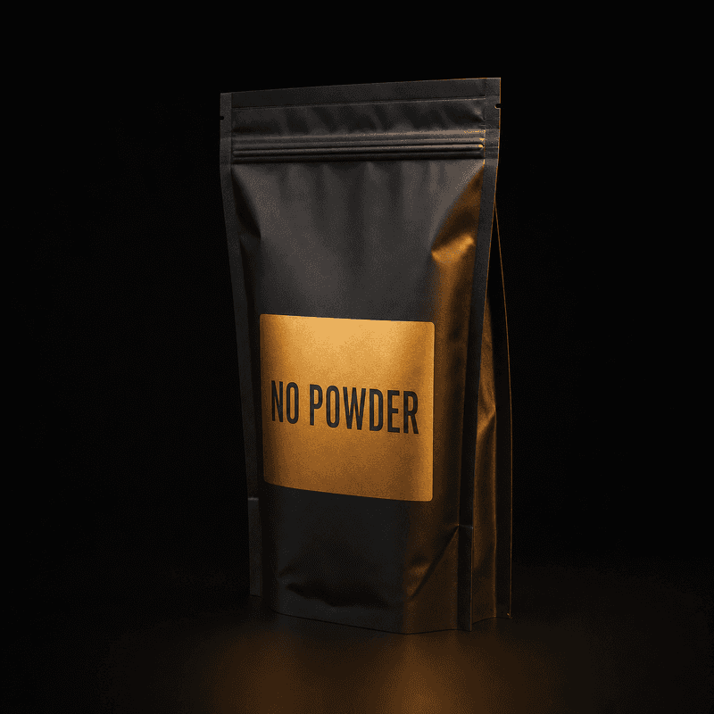 NO POWDER compostable flat-bottom pouch — 45°