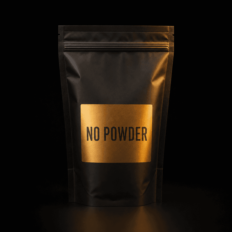 NO POWDER compostable flat-bottom pouch — 0°