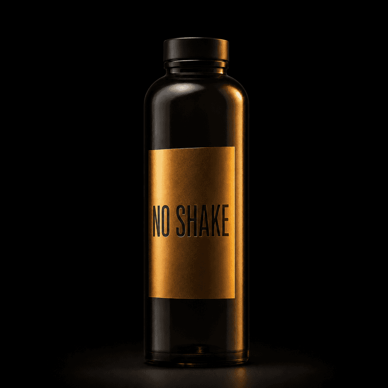 NO SHAKE dark glass protein bottle — 45°